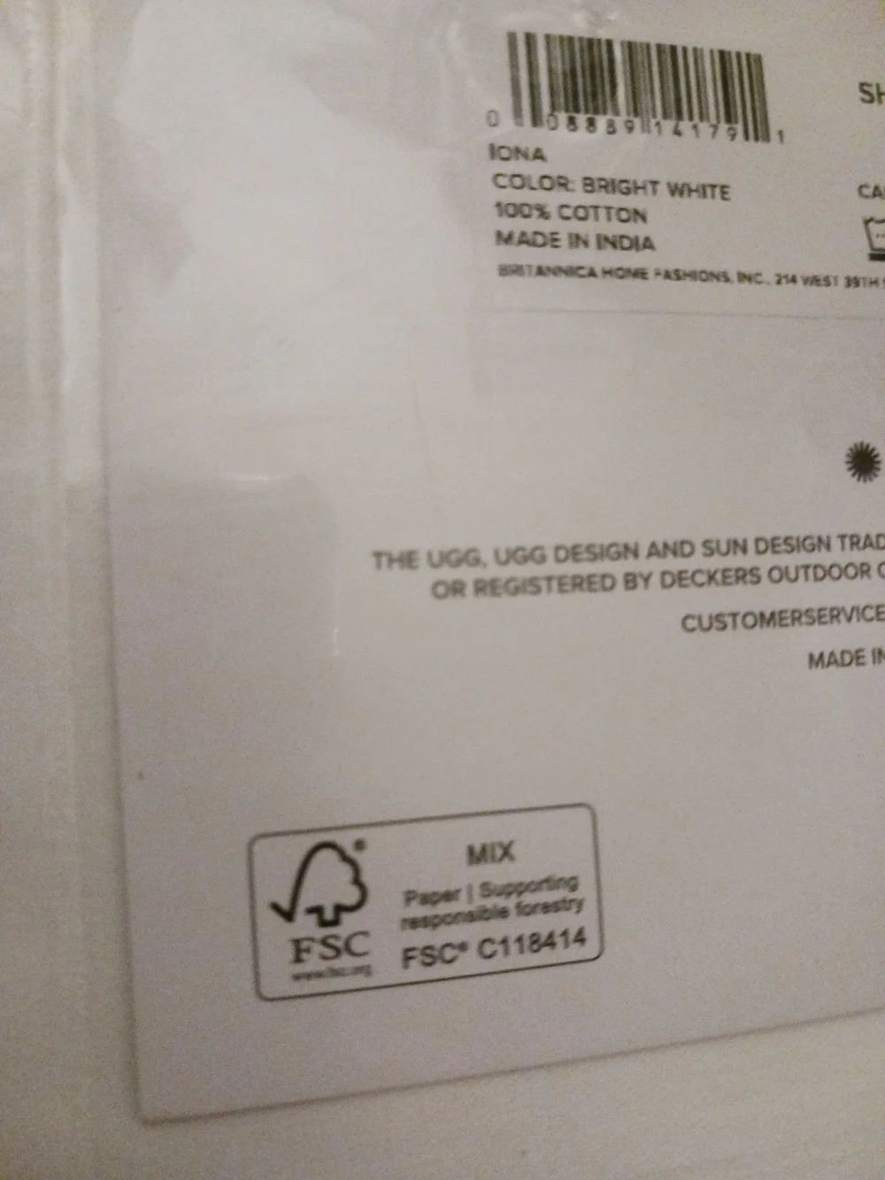 UGG White Queen Sheet Set 100% Cotton
